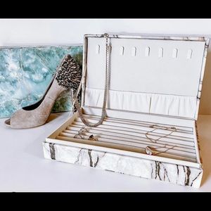 79.) New Gray Marble Faux Leather Jewelry Box